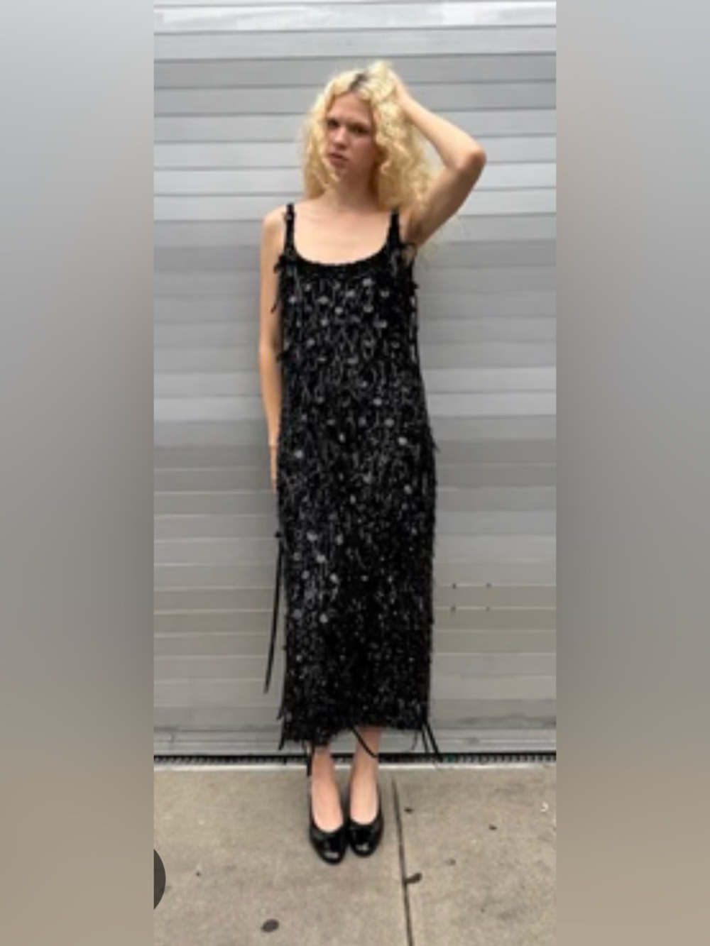 Sandy Liang SOLD OUT Hastings Sequin Fringe bow evening dress size 8 NWT